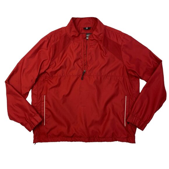 Weatherproof WP Golf Jacket Mens L Large Red Half Zip Pullover Water Resistant - Picture 1 of 15